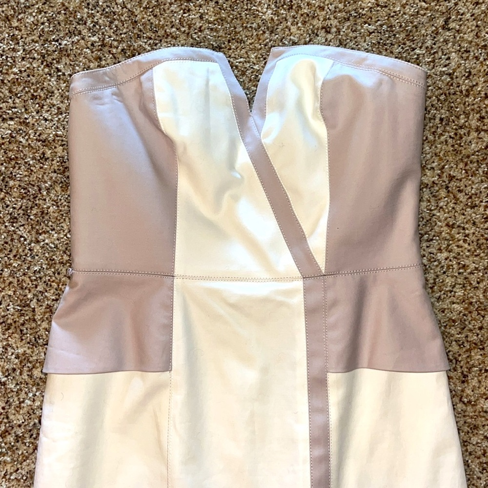 Elegant Rebecca Taylor, Strapless, White and Light Mauve/Purple Dress - Picture 2 of 8